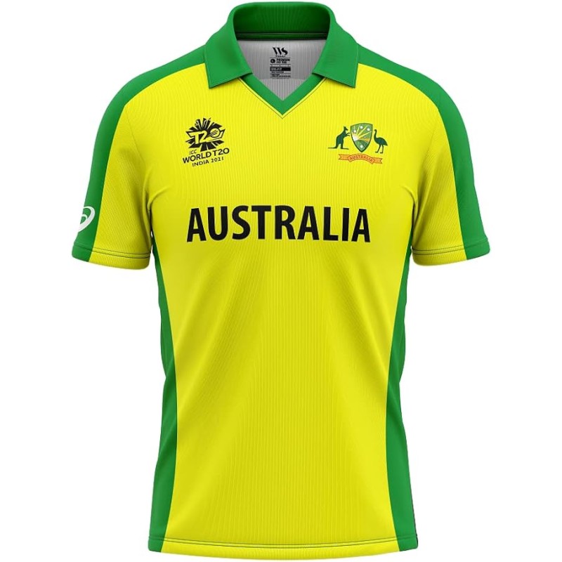 Australia ICC World Cup 2019 Half Sleeves Cricket Fan Jersey - 100% Dryfit Polyester - With Name Personalization
