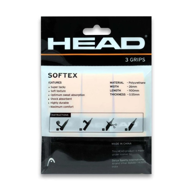 HEAD Softex Badminton Over Grip (3 Pcs, Orange)