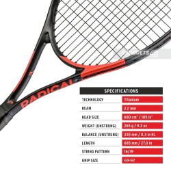 HEAD Ti Radical Elite Tennis Racquet (G2, Strung)