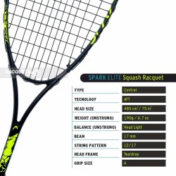 HEAD Spark Elite Squash Racquet Pack