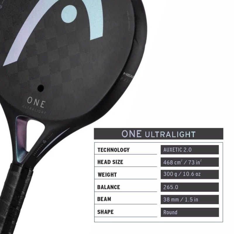 HEAD One Ultralight Padel Racquet (Black)
