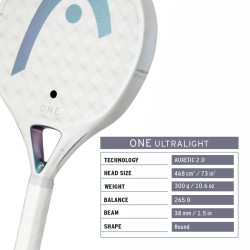 HEAD One Ultralight Padel Racquet (White)