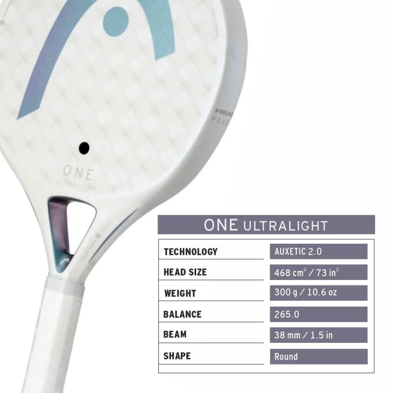 HEAD One Ultralight Padel Racquet (White)