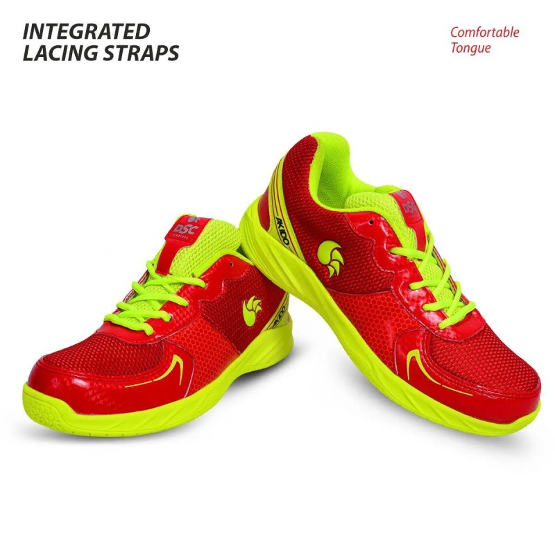 DSC Akido Badminton Shoes (Red/Flouro Yellow)