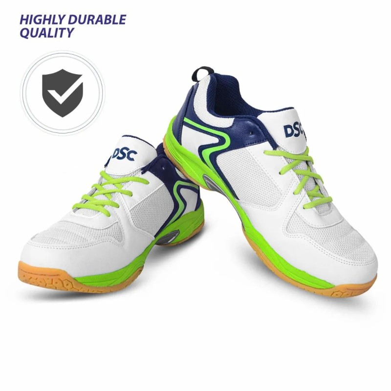 DSC Court 44 Badminton Shoes (White/Navy/Green)