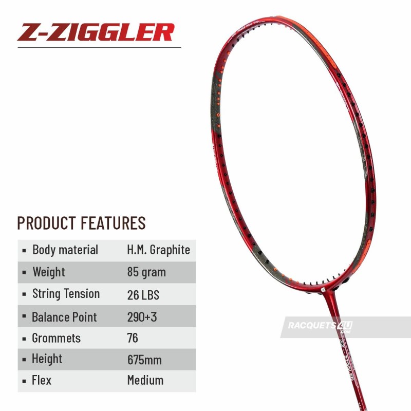 APACS Z Ziggler Badminton Racquet (Unstrung, Red)