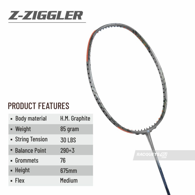 APACS Z Ziggler Badminton Racquet (Unstrung, Grey)
