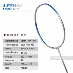 Apacs Lethal Light 1.10 Badminton Racquet (Grey/Blue, Unstrung)