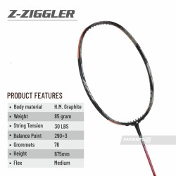 APACS Z Ziggler Badminton Racquet (Unstrung, Black/Red)
