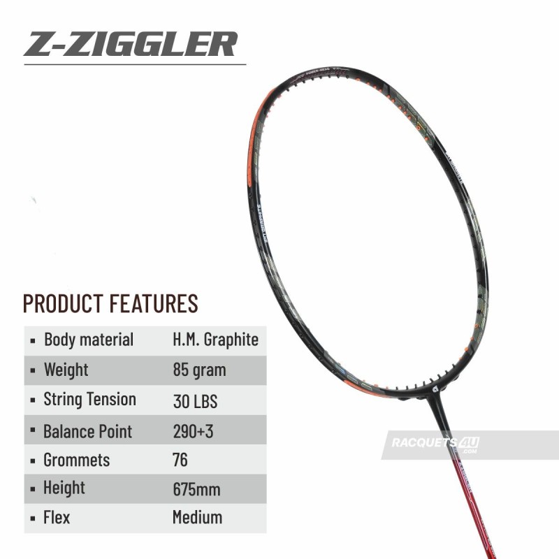 APACS Z Ziggler Badminton Racquet (Unstrung, Black/Red)