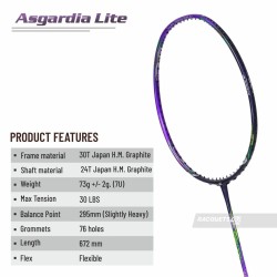 APACS Asgardia Lite Badminton Racquet (Unstrung, Purple)