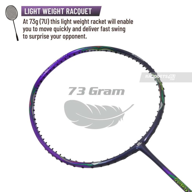 APACS Asgardia Lite Badminton Racquet (Unstrung, Purple)