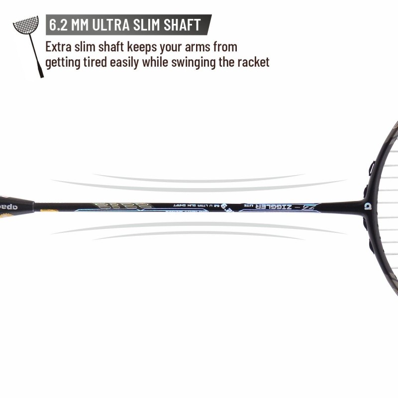 APACS Z-Ziggler Lite Badminton Racquet (Unstrung, Black/Dark Grey)