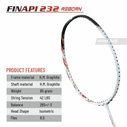APACS Finapi 232 Reborn Badminton Racquet (Unstrung, White)