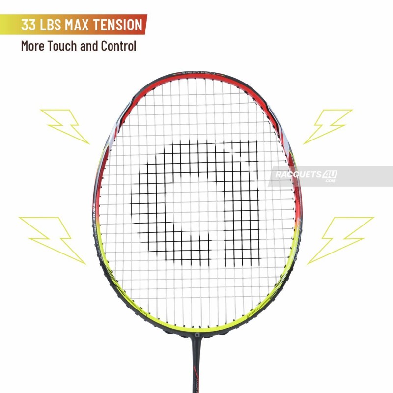APACS Nano Fusion Speed 9000 Ultra Badminton Racquet (Unstrung, Yellow/Red)