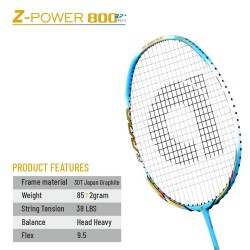 APACS Z Power 800 RP+ Badminton Racquet (Unstrung, Blue/White)