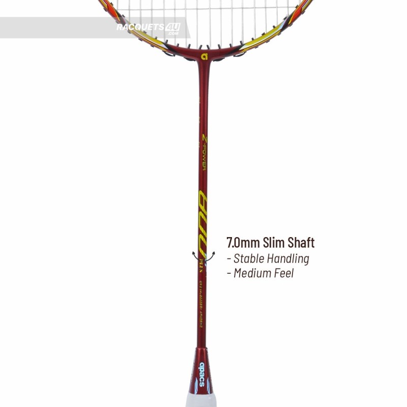 APACS Z Power 800 RP+ Badminton Racquet (Unstrung, Red)