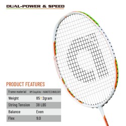 APACS Dual Power & Speed Badminton Racquet (Unstrung, White)