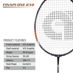 APACS Finapi 232 Badminton Racquet (Unstrung, Orange)