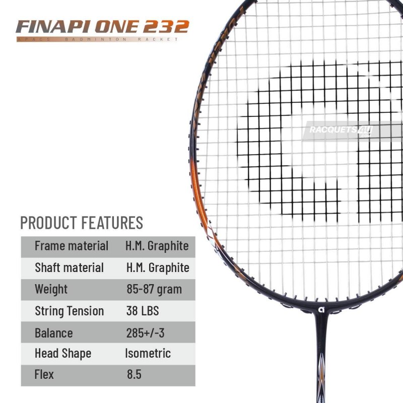 APACS Finapi 232 Badminton Racquet (Unstrung, Orange)