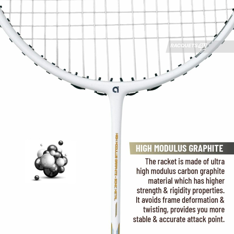 APACS Accurate 77 Badminton Racquet (Unstrung, Pearl White Matte)