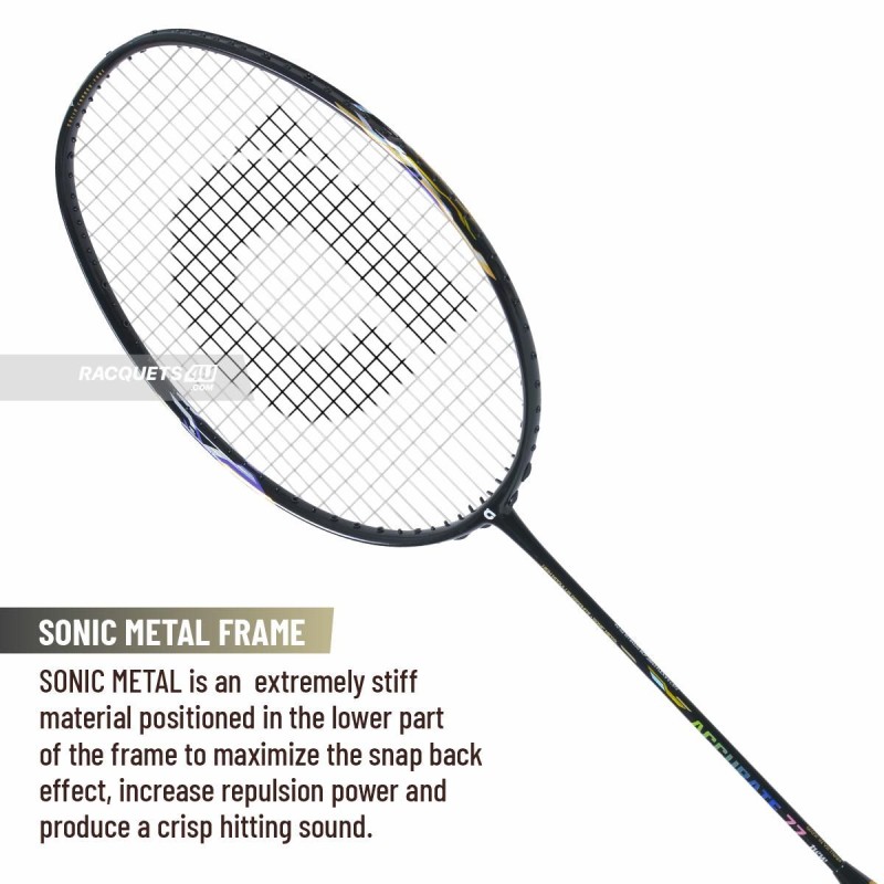 APACS Accurate 77 Badminton Racquet (Unstrung, Black Glossy)
