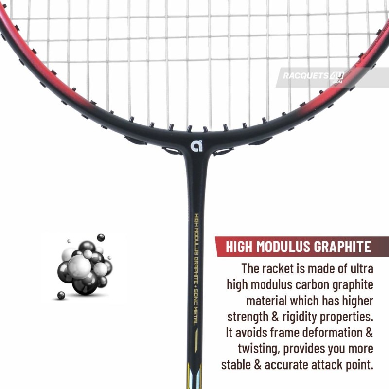 APACS Accurate 77 Badminton Racquet (Unstrung, Red/Black Matte)