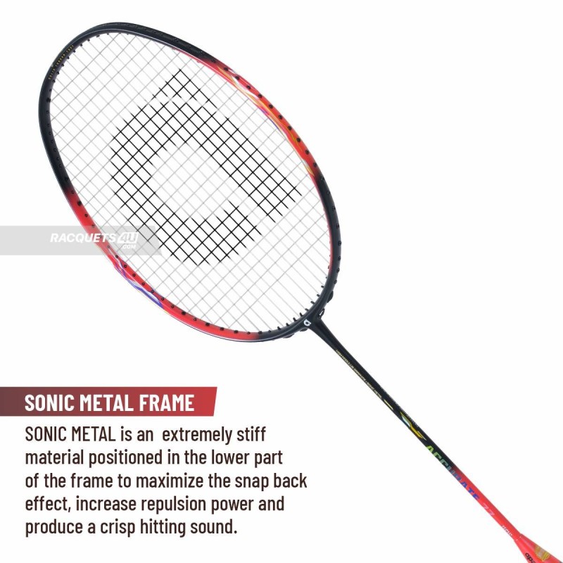 APACS Accurate 77 Badminton Racquet (Unstrung, Red/Black Matte)