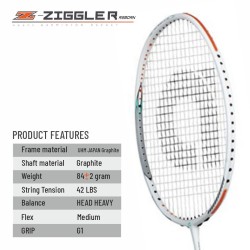 Apacs Z-Ziggler Reborn Badminton Racquet (Unstrung, White Matte)