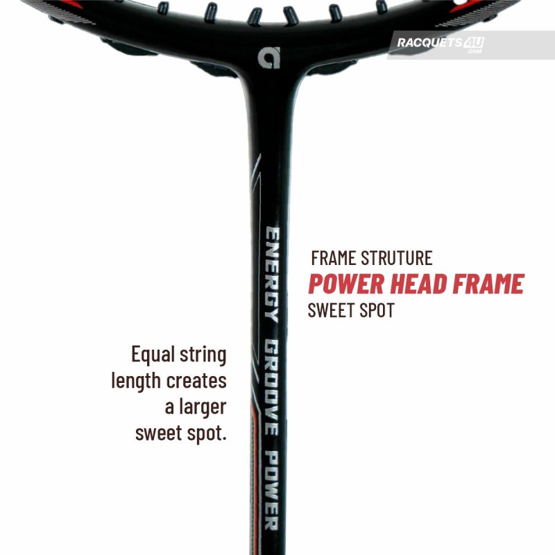 APACS Energy Groove Power Badminton Racquet (Unstrung, Black)