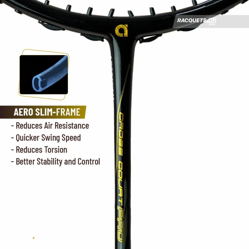 APACS Cross Court Pro Badminton Racquet (Unstrung, Black)