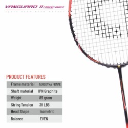 APACS Vanguard 11 Next Gen Badminton Racquet (Unstrung, Black/Red)