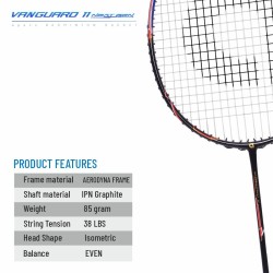 APACS Vanguard 11 Next Gen Badminton Racquet (Unstrung, Black/Royal Gold)