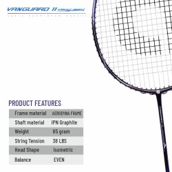 APACS Vanguard 11 Next Gen Badminton Racquet (Unstrung, Black/Royal Silver)