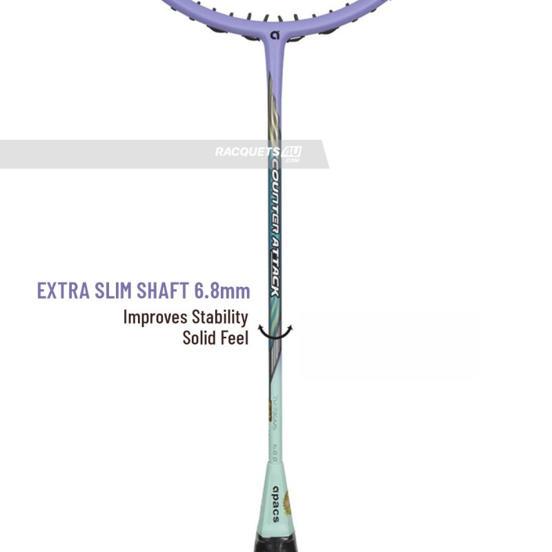 APACS Counter Attack Badminton Racquet (Unstrung, Mint/Purple)