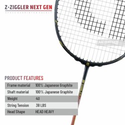 Apacs Z-Ziggler Next Gen Badminton Racquet (Unstrung, Black/Red)