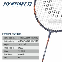 APACS Fly Weight 73 Badminton Racquet (Unstrung, Navy)