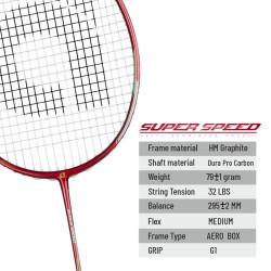 APACS Super Speed Badminton Racquet (Unstrung, Maroon)