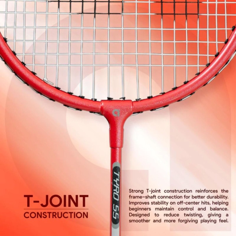 APACS Tyro 55 Badminton Racquet (Strung, Red/Black)