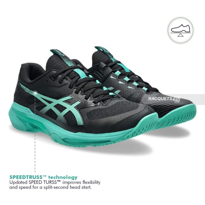 ASICS Solution Speed FF4 Tennis Shoes (Black/Aurora Green)