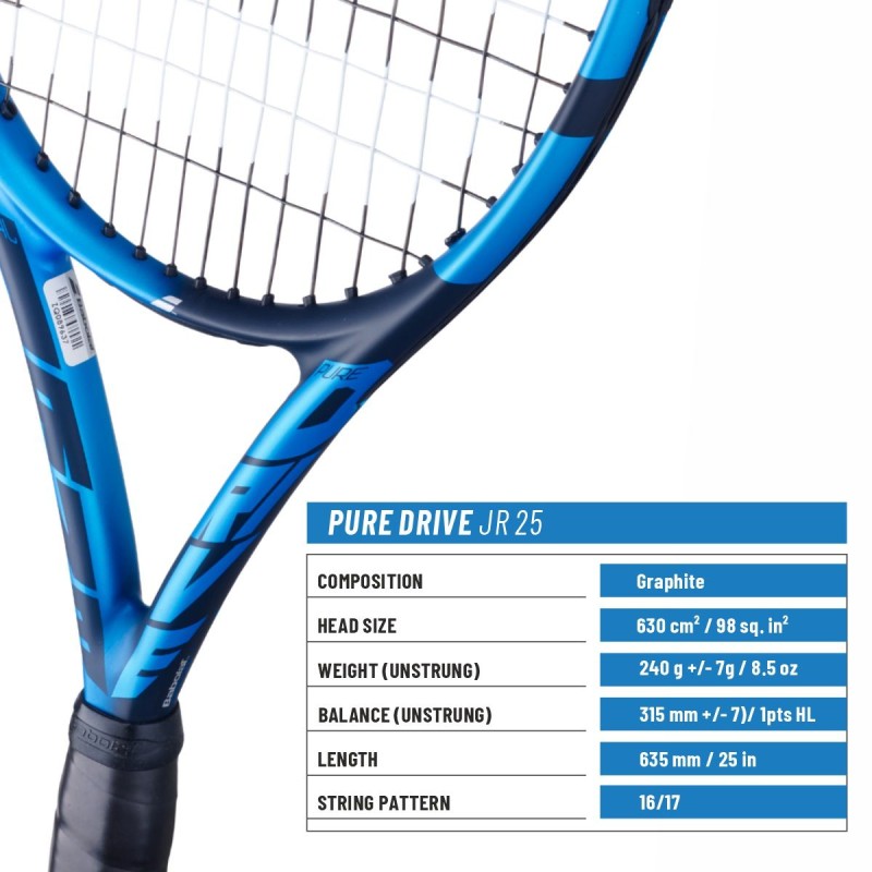 BABOLAT Pure Drive Junior 25 Tennis Racquet (Blue, Strung)