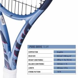 BABOLAT Pure Drive Team Gen 11 Tennis Racquet (Unstrung, Metallic Blue)