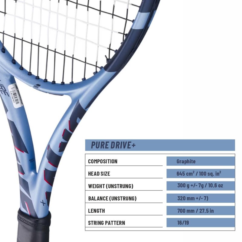 BABOLAT Pure Drive Plus Gen 11 Tennis Racquet ( Unstrung, Metallic Blue)