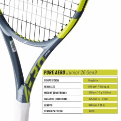 Babolat Pure Aero Junior 26 Gen 9 Tennis Racquet  (Grey/Flue/Yellow)