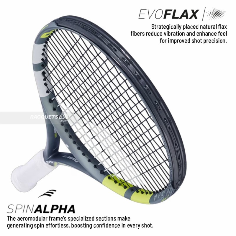 BABOLAT Evo Aero Lite Gen 2 Tennis Racquet (Grey/Fl/Yellow, Unstrung)