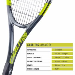 BABOLAT Carlitos Junior 26 Tennis Racquet (Yellow/Blue, Strung)