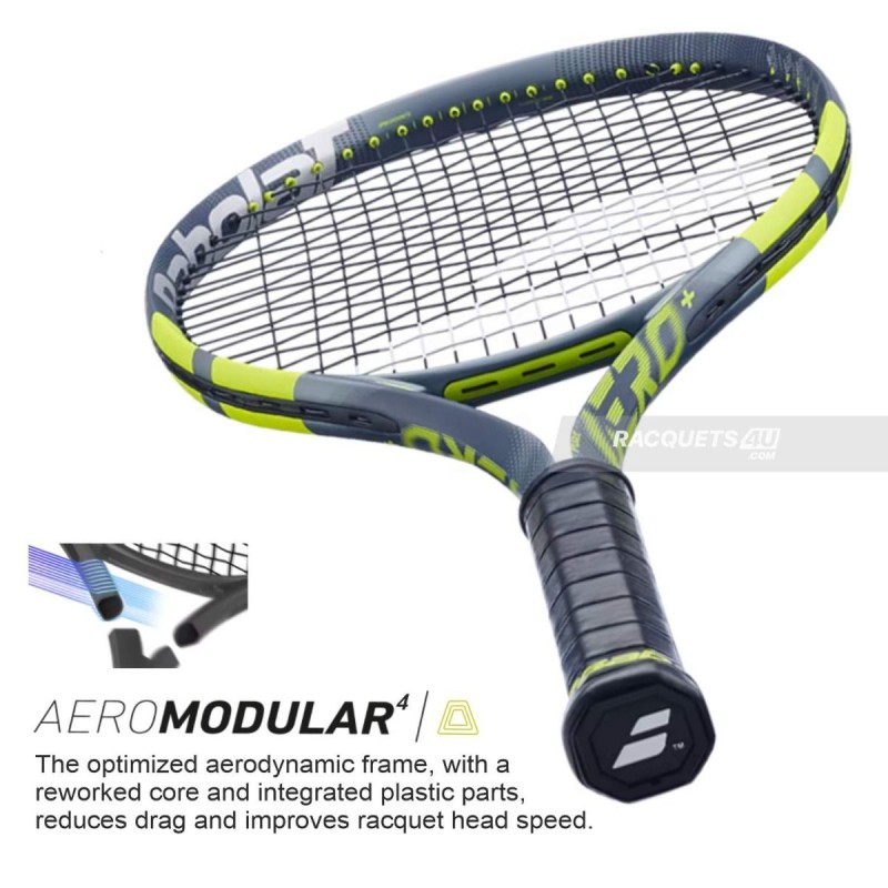 BABOLAT Pure Aero Plus Gen 9 Tennis Racquet (Grey/Flue/Yellow, Unstrung)