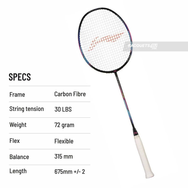 LI-NING Windstorm 72 Badminton Racquet (Black/Charcoal/Peach, Unstrung)