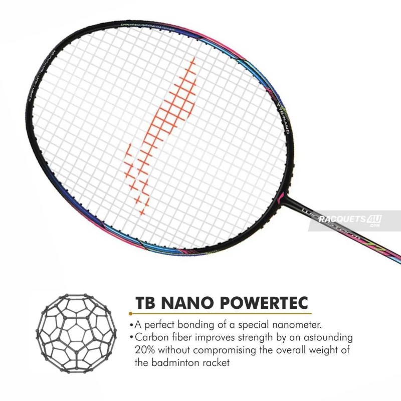 LI-NING Windstorm 72 Badminton Racquet (Black/Charcoal/Peach, Unstrung)