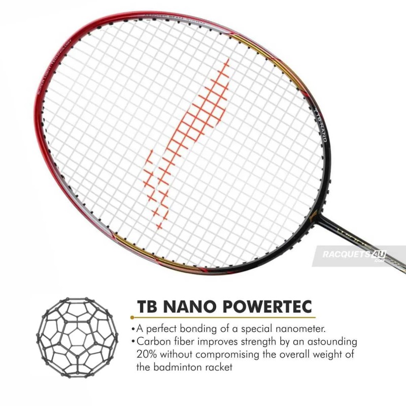LI-NING Windstorm 72 Badminton Racquet (Black/Red, Unstrung)